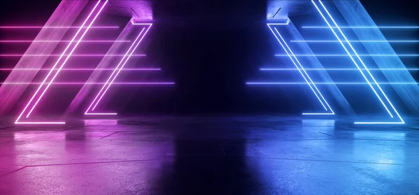 Neon Glowing Cyber Virtual Laser Triangle Purple Blue Li — стоковое фото