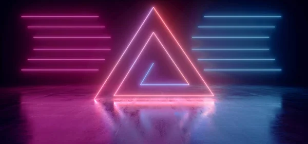 Neon Glowing Cyber Virtual Laser Triangle Purple Pantone Blue Li — 图库照片