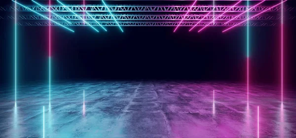 Neon Glowing Laser Stage Construction Reflective Grunge Dance Ni — Stok fotoğraf