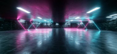 Neon Glowing Purple Blue Cyber Underground Brick Cement Asphalt 