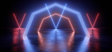 Stage Cyber Sci Fi Futuristic Neon Laser Glowing Lights Arc Tunn