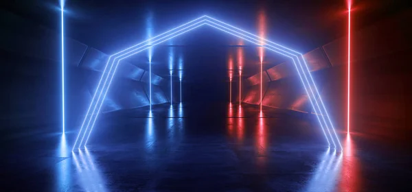 Stage Cyber Sci Fi Futuristic Neon Laser Glowing Lights Arc Tunn — Stock Photo, Image
