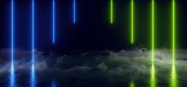 Smoke Sci Fi Futuristic Glowing Neon Lasers Retro Modern Arrows — Stok fotoğraf