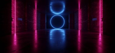 Neon Sci Fi Retro Circle Glowing Pantone Blue Purple Red Club Ne