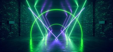 Neon Sci Fi Retro Modern Glowing Pantone Blue Green Club Neon Da