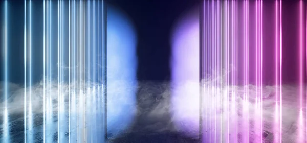 Smoke Fog Neon Lights Lasers Lines Beams Dark Glowing Purple Blu