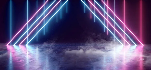 Smoke Fog Neon Lights Lasers Lines Beams Dark Glowing Purple Blu