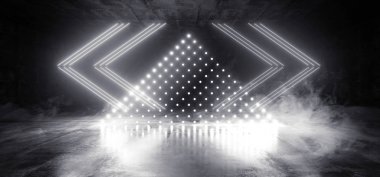 Arrows Shaped Neon Smoke Fog Glowing White  Laser Studio Reflect