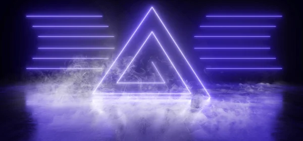 Triangle Shaped Neon Smoke Fog Glowing Purple Blue Laser Studio