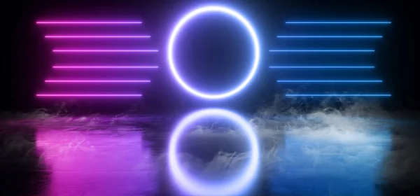 Circle Shaped Neon Smoke Fog Glowing Purple Blue Laser Studio Re