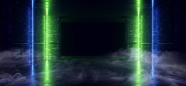 Duman Neon Parıltısı Yeşil Mavi Pantone Bilim Kurgu Bodrum Retro Clu