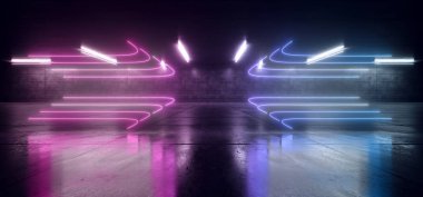 Neon Geleceği Lazer Oku Şekilli Işıklar Parlayan Mor Mavi Baba