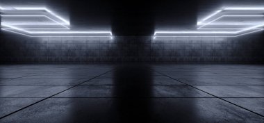 Bilim Kurgu Gelecekçi Beton Asfalt Mavi Parlak Lazer Lig