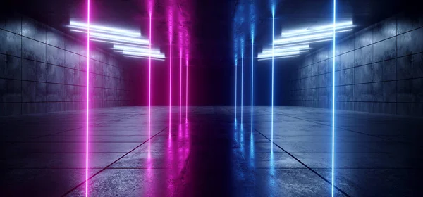 Sci Fi Neon Futuristic Underground Podium Parkering korridor C — Stockfoto