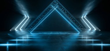 Neon Parlak Üçgeni Mavi Metal İnşaat Beton Tünel Şirketi