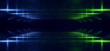 Yeşil Mavi Neon Lazer Modern Bilim Kurgu Geleceği Uzay Gemisi C