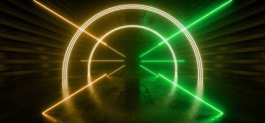Sci Fi Laser Neon Circle Arc Cyber Virtual Alien Spaceship Yello