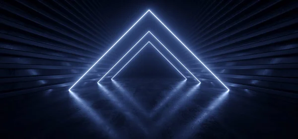 Triângulo de néon laser de ficção científica Nave espacial alienígena virtual cibernética roxa — Fotografia de Stock
