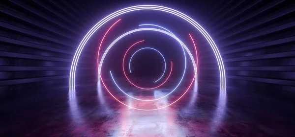 Sci Fi láser neón círculo arco cibernético nave espacial extraterrestre virtual Purpl — Foto de Stock