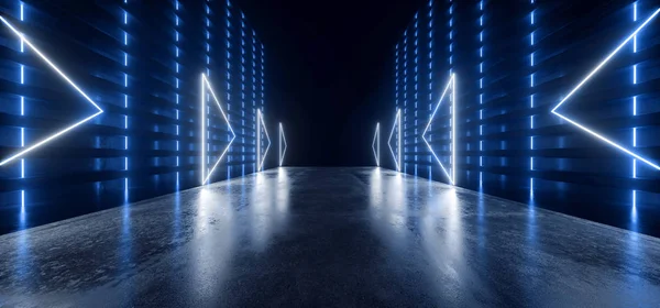 Sci Fi Stage Pódium Laser Neon Arrows Path Cyber Virtual Alien S — Stock fotografie