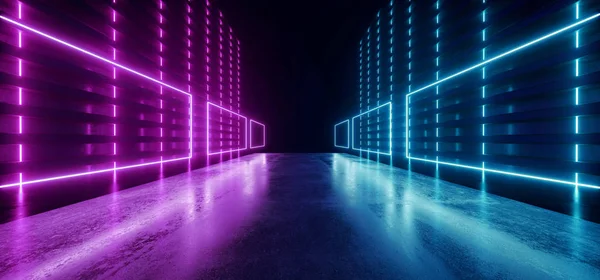 Sci Fi Stage Podio Laser Linee al neon Percorso Cyber Virtual Alien Sp — Foto Stock