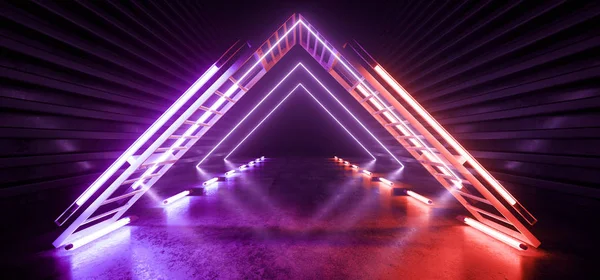 Sci Fi Laser Neon Triangle Construction Cyber Virtual Alien Spac