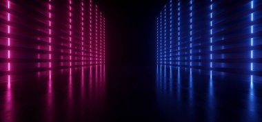 Neon Sci Fi Futuristic Cyber Glowing Lights Purple Blue Lines Pa