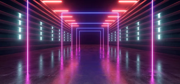 La cyber réalité virtuelle science-fiction futuriste a mené des lumières au néon de LAser Gl — Photo