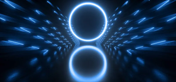 Νέον Sci Fi φουτουριστικό Cyber Λαμπερά φώτα Blue Circle Pantone — Φωτογραφία Αρχείου