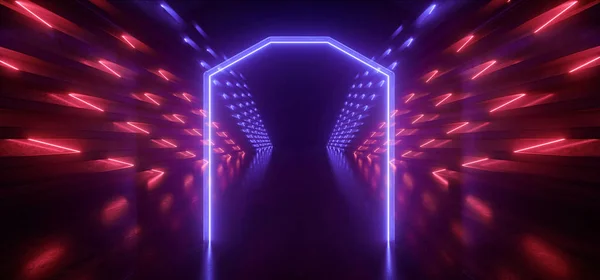 Neon Sci Fi Futuristic Cyber Glowing Lights Red Blue Portal Gate — 스톡 사진