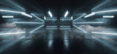 Smoke Sci Fi Futuristik Kapı Neon Lazer Pantone Mavi Modern 