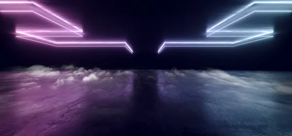 Smoke Fantascienza Futuristico Arco Cancello Neon Laser Pantone Viola Blu — Foto Stock