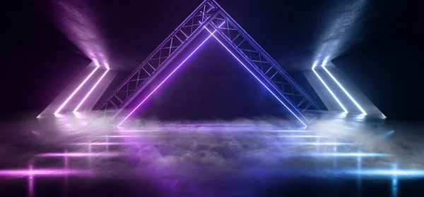 Fumo Neon Triângulo Laser Gate Cibernético Futurista Sci Fi Roxo Bl — Fotografia de Stock