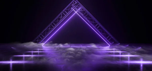 Smoke Neon Trójkąt Laser Gate Cyber Futurystyczne Sci Fi Purple Vi — Zdjęcie stockowe