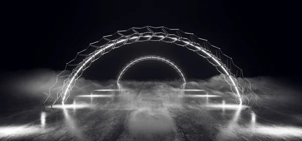 Smoke Sci Fi Futuristic Circle Arc Neon Laser White  Modern Alie