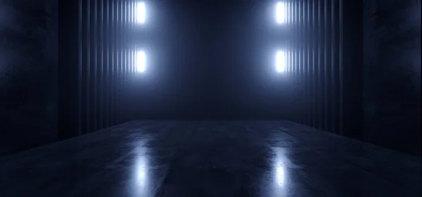 Dark Studio Depo Lazeri Parlayan Stüdyo Işıkları Sahne Sahnesi Gösteri — Stok fotoğraf