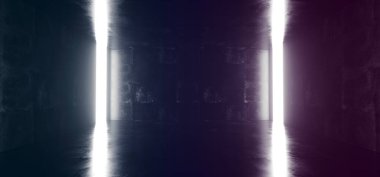 Boş yüksek detaylı beton Grunge oda ışık çizgili ve illüstrasyon işleme Reflections.3d ile seyir