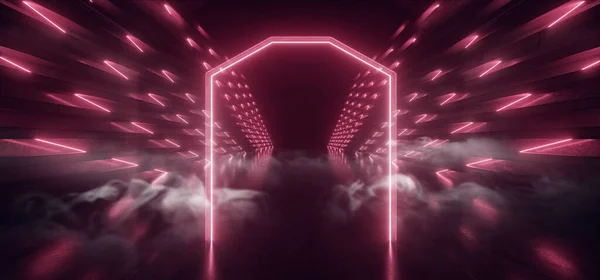 Smoke Fog Podium Sci Cyber Stage Showroom Garage Neon Laser — 스톡 사진
