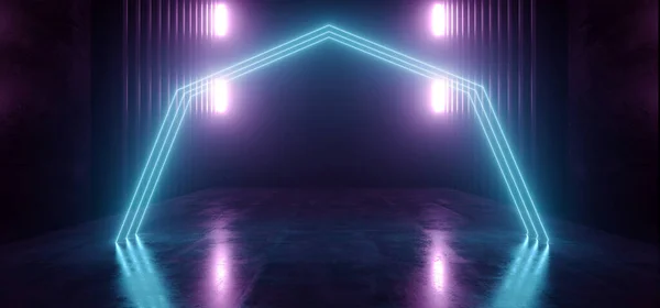 Sci Neon Laserlinien Leuchtender Bogen Sci Futuristisch Cyber Lila Blau — Stockfoto