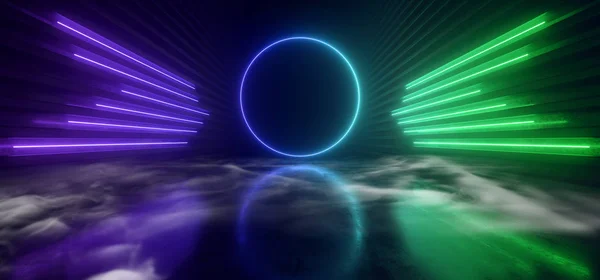 Sci Futuristic Circle Wing Shaped Alien Modern Smoke Fog Neon — Stock Photo, Image
