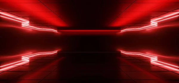 Moderna Futuristico Rosso Fantascienza Laser Vibrante Tech Camera Oscura Con — Foto Stock