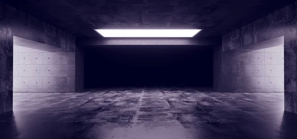 空のエレガントな現代のグランジダーク Refletcions コンクリート地下トンネル部屋明るい白いライトの背景壁紙3D レンダリングイラスト — ストック写真