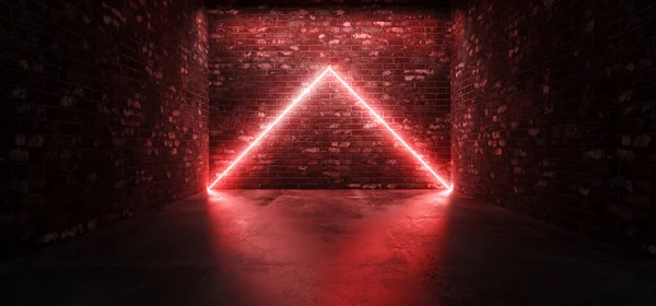 Futurisztikus Sci Elegáns Modern Neon Ragyogó Háromszög Alakú Vonalak Csövek — Stock Fotó