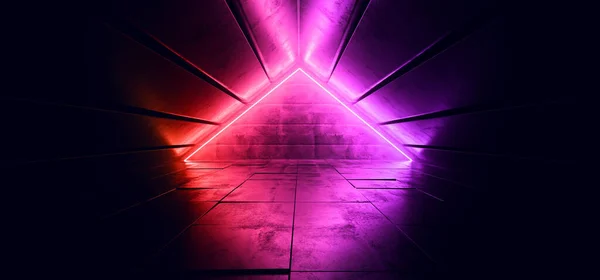 Dark Sci Modern Futuristic Alien Neon Glowing Triangle Shaped Red — Stock Photo, Image