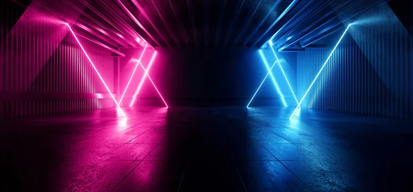 Sci Футуристический Фиолетовый Pantone Blue Neon Concrete Studio Lights Dark — стоковое фото