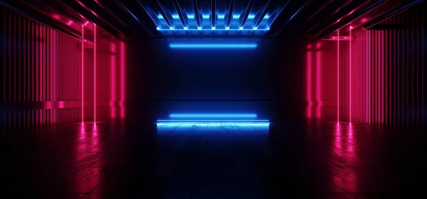 Sci Électrique Laser Néon Futuriste Pantone Bleu Rouge Piliers Lumineux — Photo