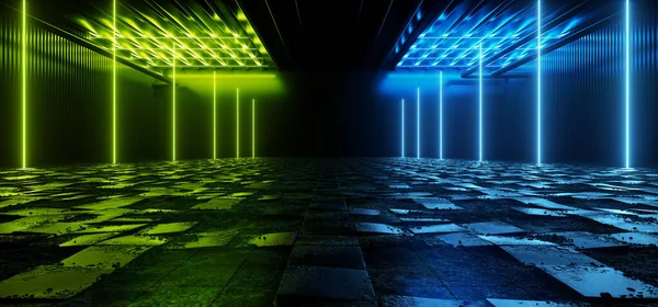 Kozmik Bilim Kurgu Geleceği Yeşil Pantone Mavi Neon Modern Laser — Stok fotoğraf