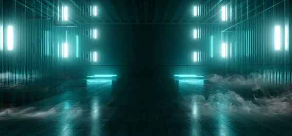 Sci Futuristic Smoke Background Concrete Cement Pantone Blue Electric Neon — Stock Photo, Image