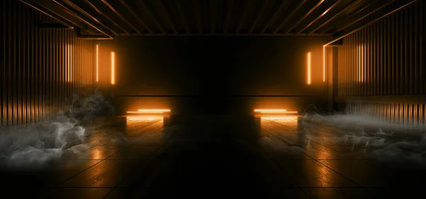 Sci Futuristic Smoke Background Бетонна Модель Cement Orange Electric Neon — стокове фото