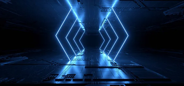 Sci Futuristic Metal Reflective Schematic Textured Motherboard Floor Realistic Modern — 스톡 사진